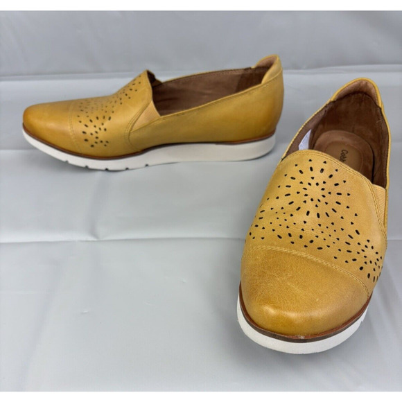Cobb Hill Women's Laci Gore Perforated Loafers Yellow Leather Slip On Size 9.5 - Picture 1 of 14